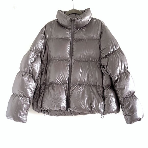 Uniqlo Ultra Light Down Shiny Puffer Jacket in Gray Size Large - Picture 4 of 12